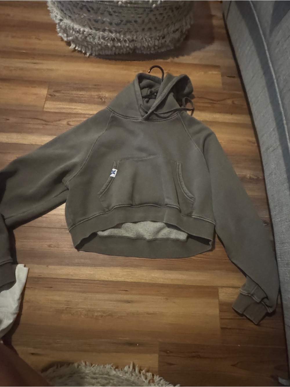 Aelfric Eden Olive Cropped Fleece Hoodie
